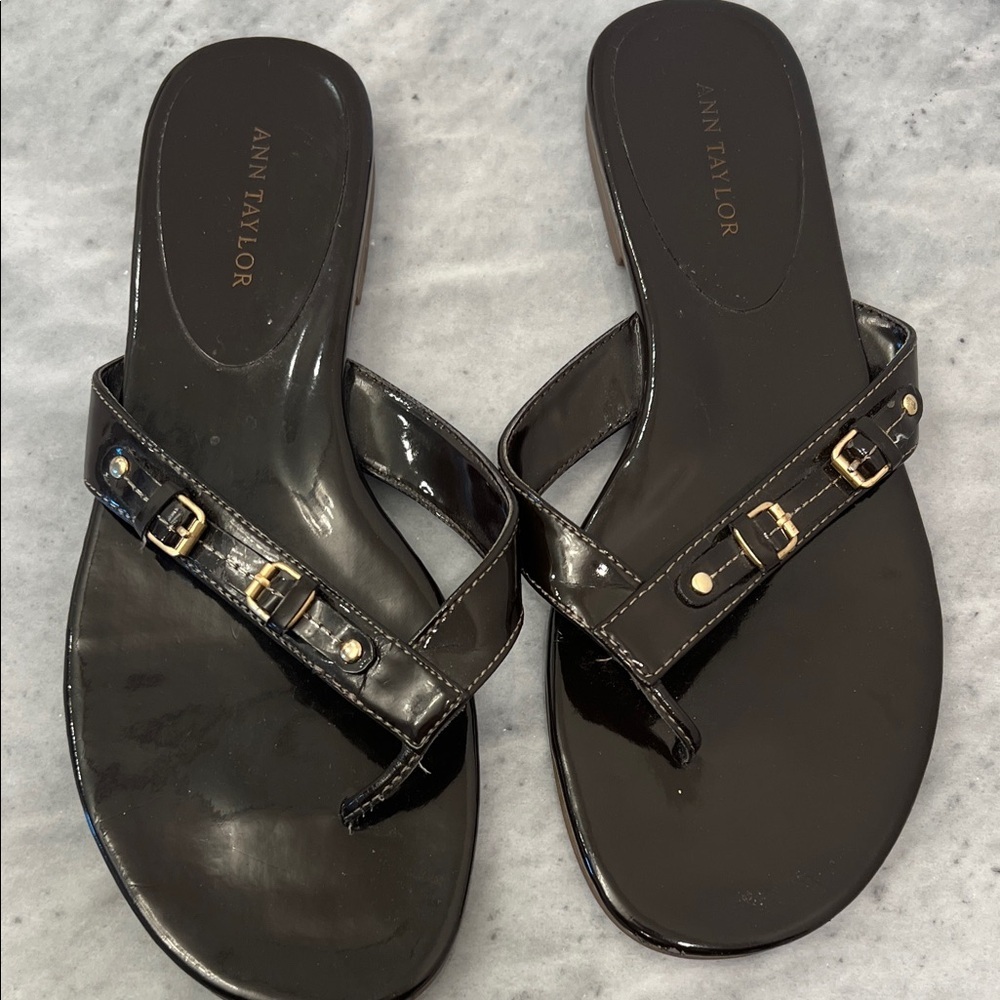 Ann Taylor Brown Patent Sandals - Picture 3 of 5